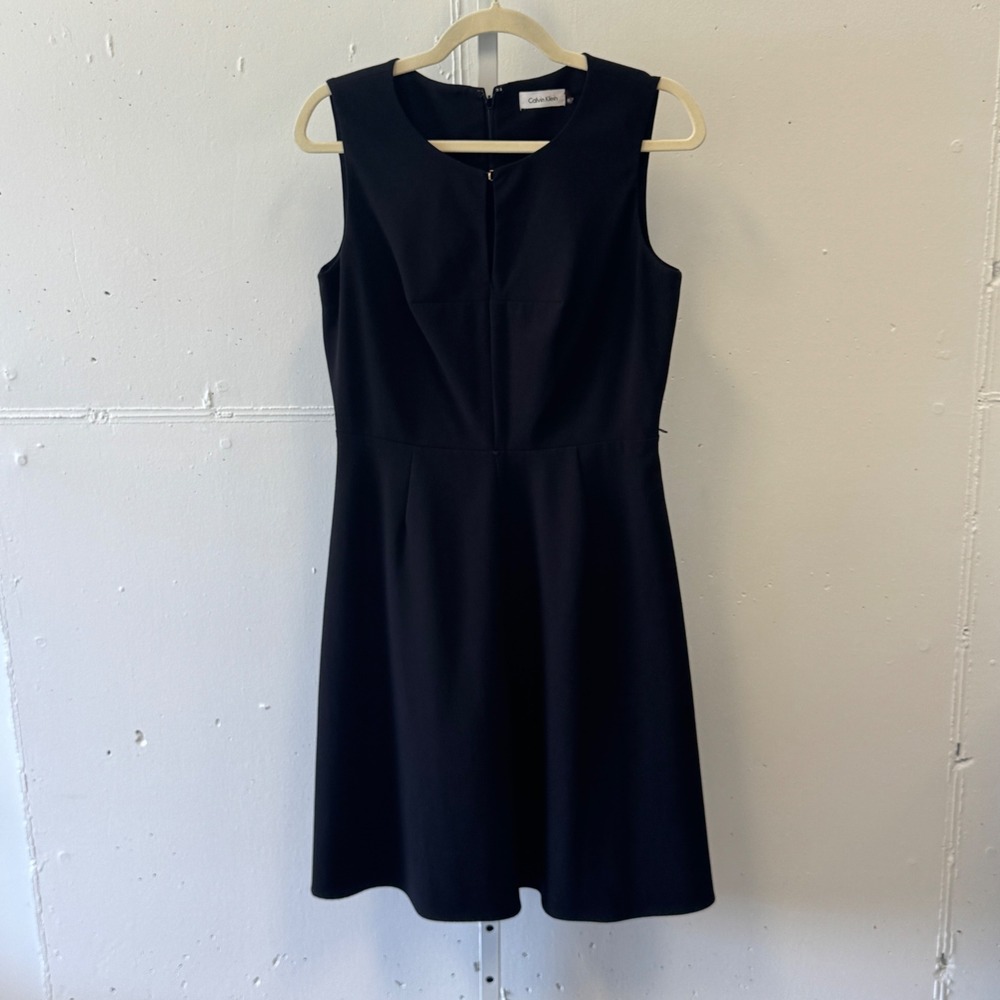 Calvin Klein Womens Black Sleeveless Keyhole Fit and Flare A-Line Dress Size 8